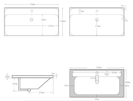 Раковина керамическая Aquanet Flash 00333269 92х47 полувстраиваемая цвет белый 1 отверстие под смеситель
