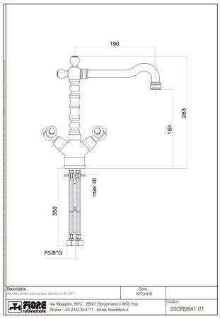 Смеситель для кухни Fiore Coloniale Black 22CR0641 на мойку хром