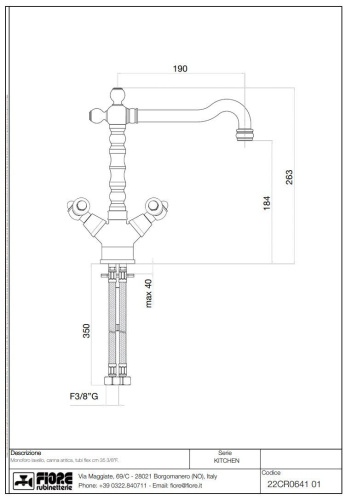Смеситель Fiore Coloniale Black 22CR0641 на мойку хром - фото 2