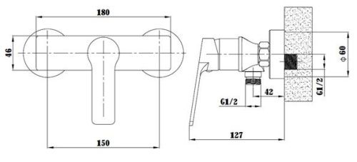 Смеситель для ванны и душа Esko SB 80 настенный черный - фото 3