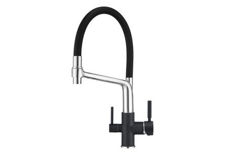 Смеситель для кухни Granula 0083, ШВАРЦ на мойку черный/хром