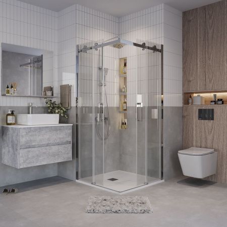 Душевой уголок Grossman Classic 300.K33.04.8080.10.00 80х80 стекло прозрачное профиль хром без поддона