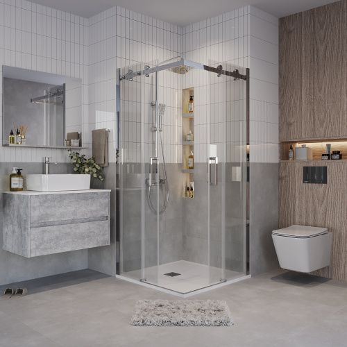 Душевой уголок Grossman Classic 300.K33.04.9090.10.00 90х90 стекло прозрачное профиль хром глянцевый - фото 5