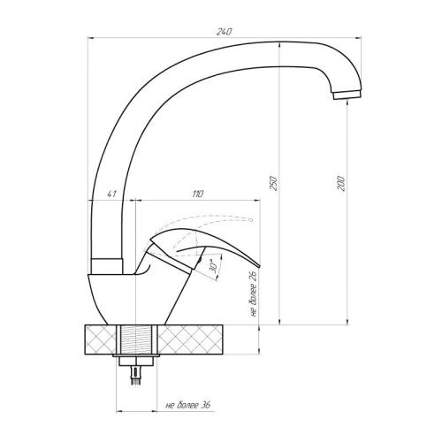Смеситель для кухни Сантаком 3302у-6 на мойку хром - фото 3