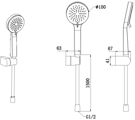 Душевой гарнитур Allen Brau Eclipse 5.E1005-31 настенный черный