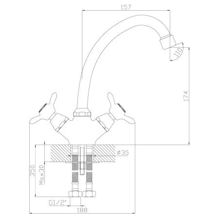 Смеситель для кухни Rossinka Q Q02-71 на мойку хром