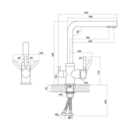 Смеситель для кухни Uperwood Quartz UPD-Q-03-01 UPD-Q-03-01 на мойку/столешницу белый матовый