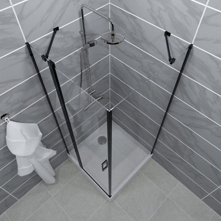 Душевой уголок Тритон Йота Щ0000054037 90х90 стекло прозрачное профиль черный с поддоном