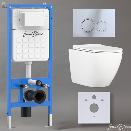 Комплект унитаз с инталляцией и клавишей смыва Iberica Blanca BILBAO ALTO IB001.BLA.234.823 - фото 2