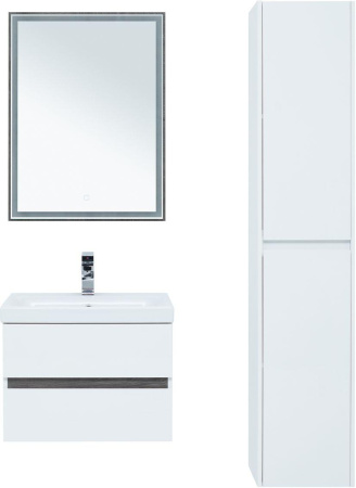 Тумба под раковину Aquanet Беркли 00254289 59х45х42 подвесная цвет белый/темное дерево