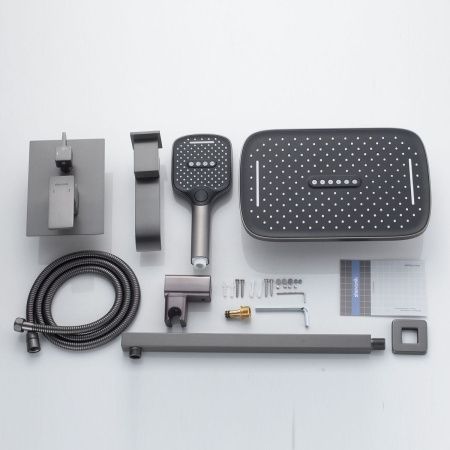 Душевая система Shevanik S4035T встраиваемая в стену цвет оружейная сталь