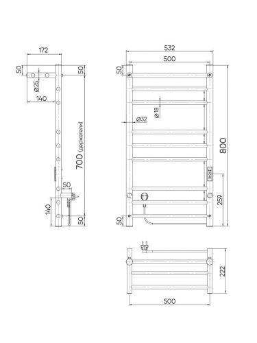 Полотенцесушитель Indigo Line Trinity LСLTE80-50PGFMRt 53х80 электрический графит - фото 4