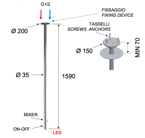 Смеситель для раковины Remer X Style NR17D на потолок хром - фото 2