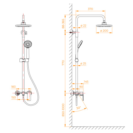 Душевая стойка RGW Shower Panels (Шоувер панелс) 59140126-04 настенная цвет хром