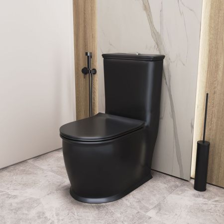 Унитаз напольный с бачком Grossman Retro GR-4492BMS черный с сиденьем безободковый каскадный смыв