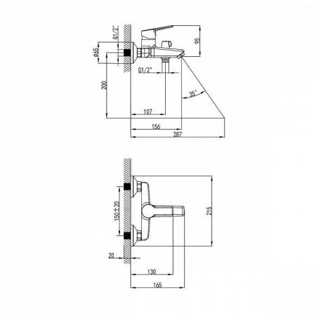Смеситель для ванны Milardo Stripe STRSB02M02 настенный хром