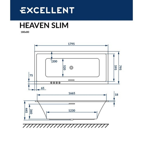 Ванна гидромассажная Excellent HEAVEN WAEX.HEV18S.NANO.GL 180х80  прямоугольная - фото 4