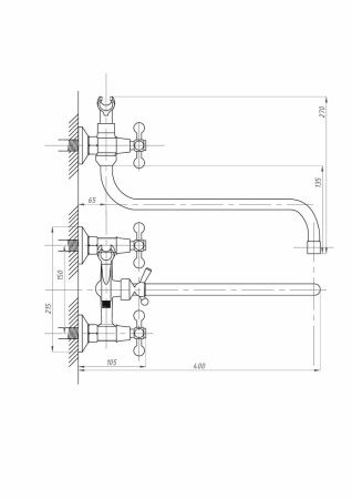 Смеситель для ванны и душа FAUZT FZs-317-32 настенный хром