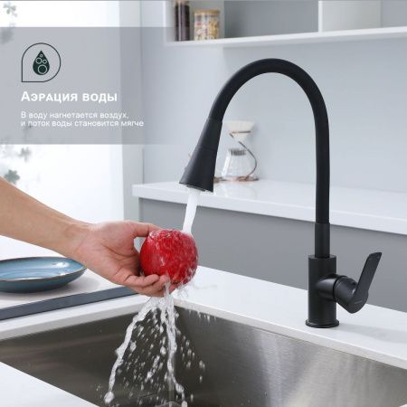 Смеситель для кухни Splenka S06 S06.43.06 на мойку черный