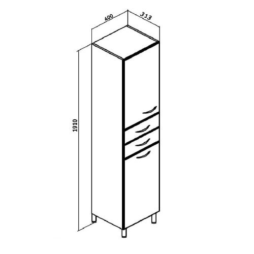 Шкаф-пенал RUNO ЭКОНОМ 00000000132 40х31х191 напольный цвет белый - фото 3