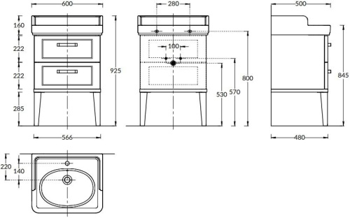 Тумба под раковину Kerama Marazzi POMPEI PO.N.60.2\CAM 56х48х48,2 напольная - фото 2