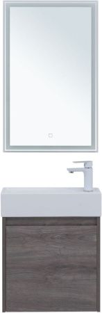 Комплект мебели: тумба с раковиной + зеркало Aquanet Nova Lite 00302529 50х30 подвесной цвет коричневый