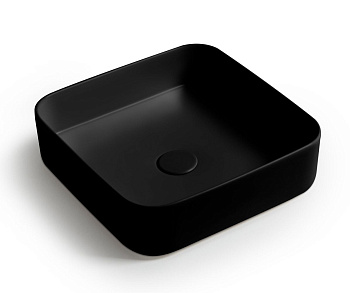 Раковина керамическая White Ceramic Blade W050705 40х40 накладная цвет черный матовый