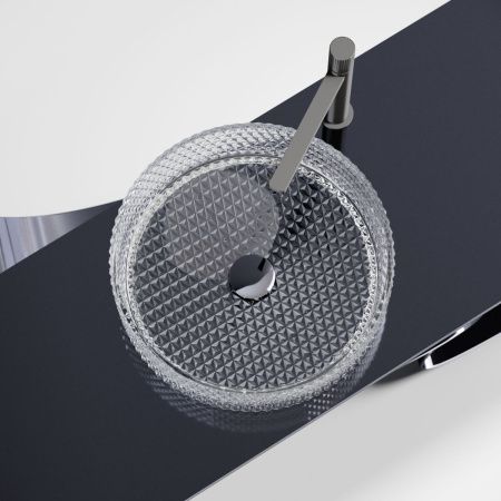 Раковина стеклянная Ceramica Nova CRISTAL CN6062 40х40 накладная цвет прозрачный без отверстий под смеситель