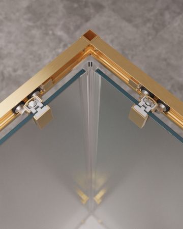 Душевой уголок Cezares MOLVENO MOLVENO-AH-21-90+20-P-BORO 110х90 стекло рифленое профиль золото без поддона