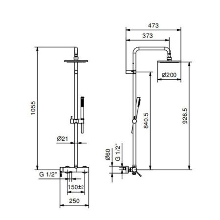 Душевая стойка Fantini Nostromo 86 02 8130 настенная цвет хром