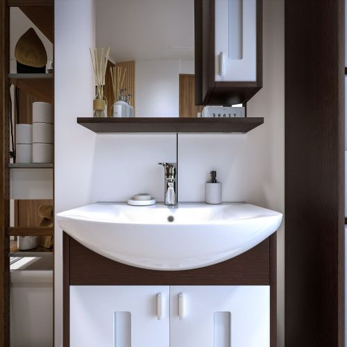 Зеркало-шкаф с подсветкой Бриклаер 4627125411823 62х20х84 подвесной цвет венге/белый - фото 5