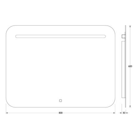Зеркало с подсветкой Evoform Ledline BY 2445 80х60 подвесное