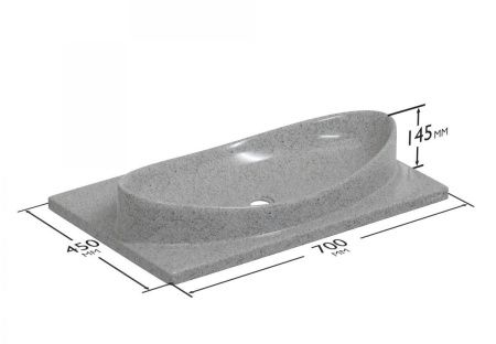 Раковина из искусственного камня СанТа 900143 70х50 подвесная цвет серый