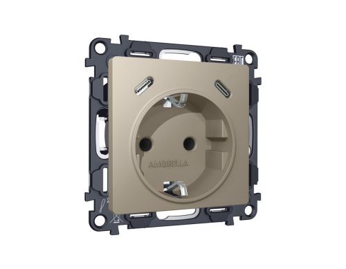 Комплект механизма электрической розетки 2USB С+C 20W с/з на винтовых зажимах 16A-250V Ambrella Volt MA MA370510 - фото 4