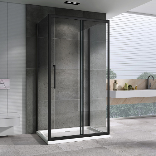 Душевой уголок Abber Schwarzer Diamant AG30140BH-S70B-S70B 70х140 стекло прозрачное профиль черный - фото 2
