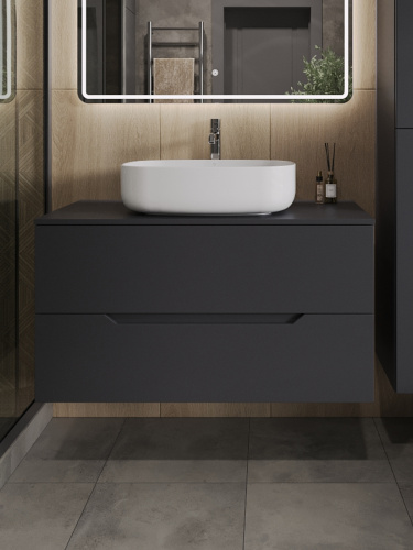 Тумба с раковиной Orange Line Li-100TugMDF+B07-540W 101х46х69 цвет серый - фото 3