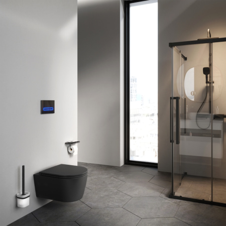 Унитаз подвесной Am.Pm Func C8F1700MBSC черный матовый с сиденьем микролифт безободковый каскадный смыв