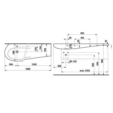 Раковина керамическая Laufen Alessi One 8.1497.1.400.104.1 160х50 подвесная цвет белый 1 отверстие под смеситель