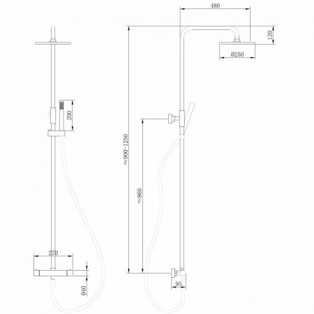 Душевая стойка Abber AF8160NG настенная цвет серый с термостатом