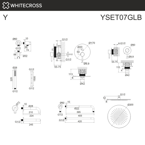 Душевая система Whitecross Y brushed gold YSET07GLB встраиваемая - фото 2