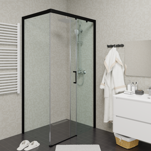 Душевой уголок Cerutti SPA VITO110B-R 110х80 стекло прозрачное профиль черный - фото 5