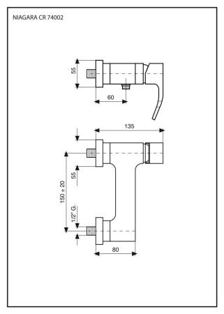 Смеситель Emmevi Niagara 74002/CR настенный хром