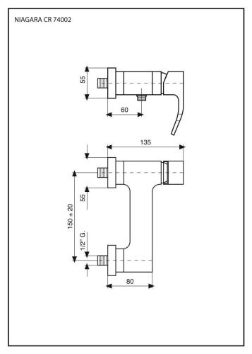 Смеситель Emmevi Niagara 74002/CR настенный хром - фото 2