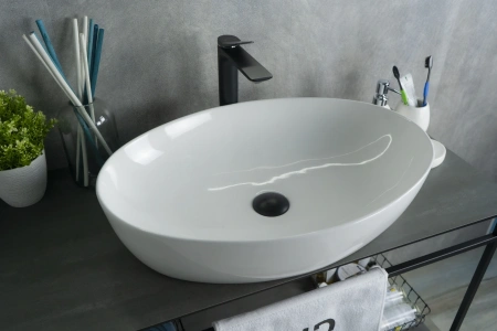 Раковина керамическая Gid Lago 51148 60х40 накладная цвет белый без отверстий под смеситель