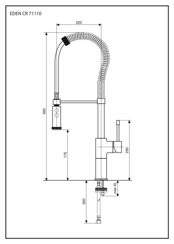 Смеситель для кухни Emmevi Eden 71110/CR на мойку хром - фото 2