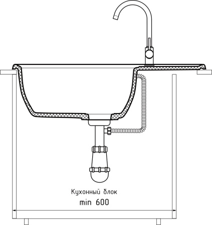 Кухонная мойка Granfest Vertex V-780L графит 78х50 цвет графит поверхность матовая