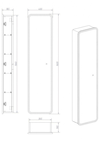Зеркало-шкаф Art&Max PLATINO AM-Pla-400-1600-1D-R-L-DS-F 40х160 - фото 3