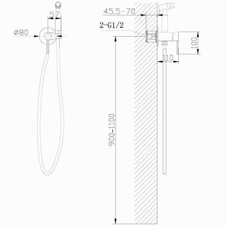 Гигиенический душ со смесителем Abber Wasser Kreis AF8125NG никель