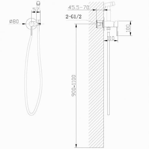 Гигиенический душ со смесителем ABBER Wasser Kreis AF8125NG никель - фото 4