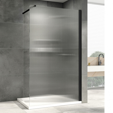 Душевая перегородка Abber Immer Offen AG61101R8 100х200 стекло рифленое профиль черный